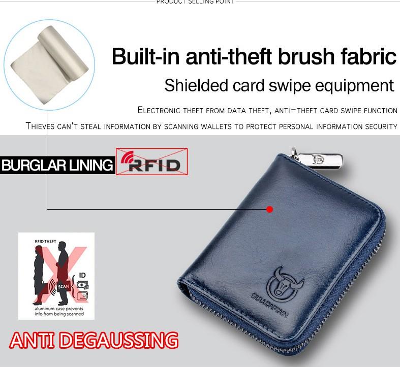 Ví đựng thẻ ATM nhiều ngăn da bò thật 100% T14 - Xanh Navy