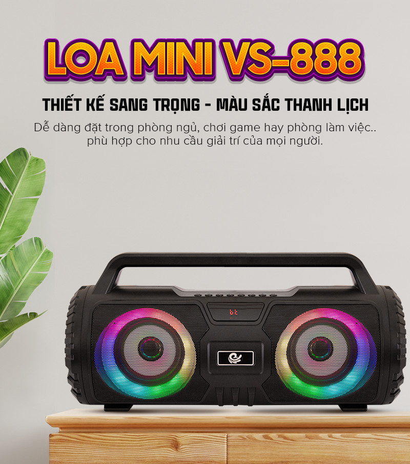 Loa Bluetooth Karaoke Mini Kèm 1 Micro Model VS-888 - Hàng Chính Hãng