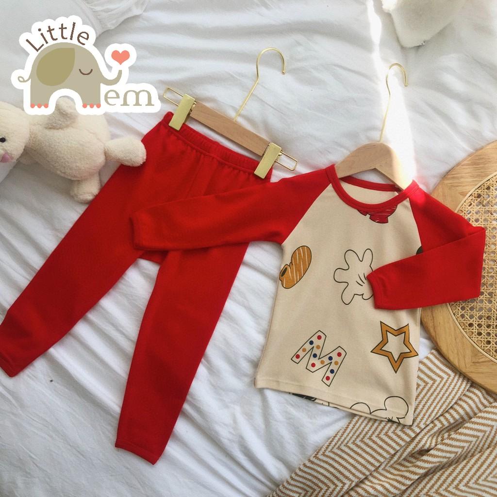 Bộ đồ bé trai/ bé gái Cotton xuất Nhật dài tay _ Red M