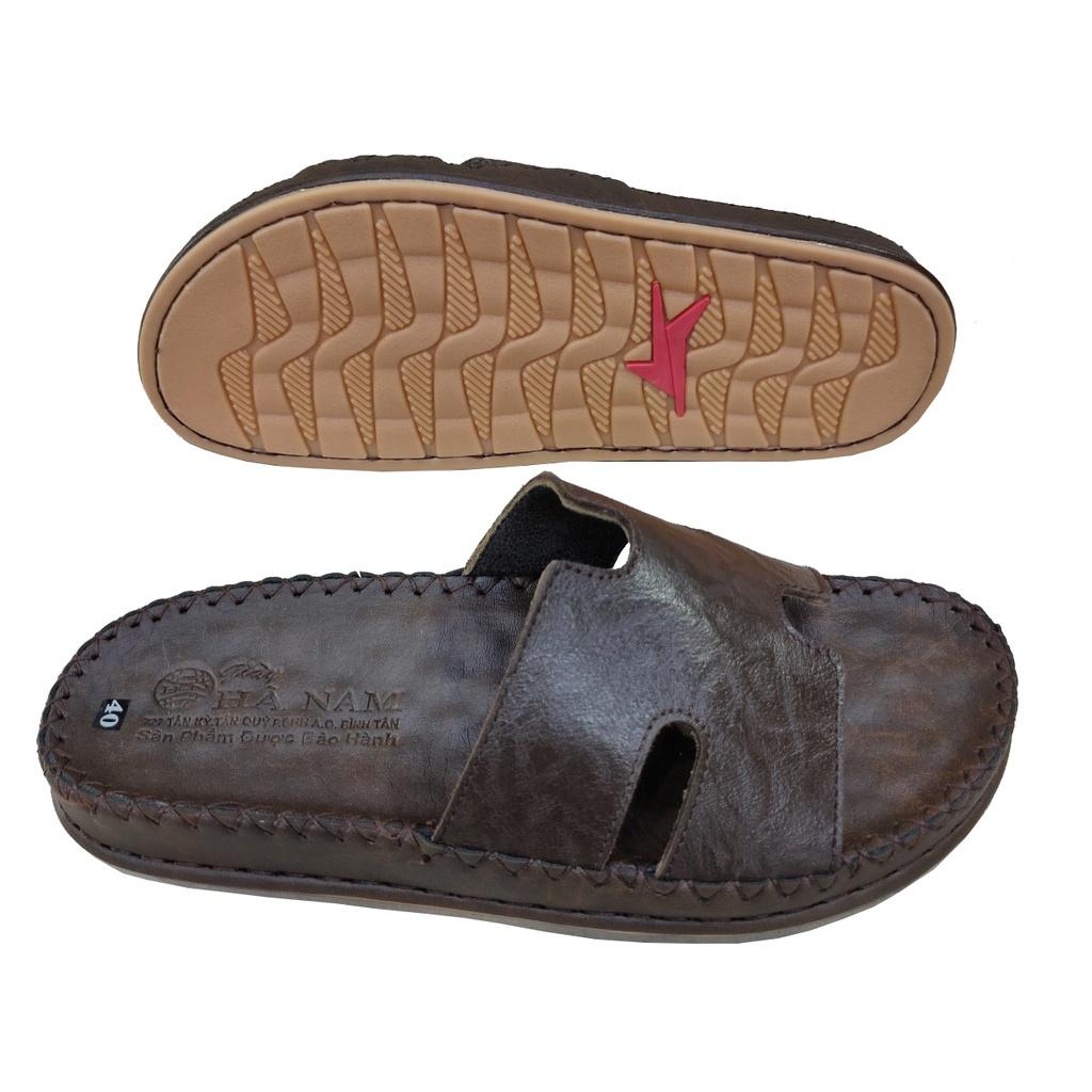 Dép Nam Quai Ngang HÀ NAM Da Bò Thật Cao Cấp DNA2211B