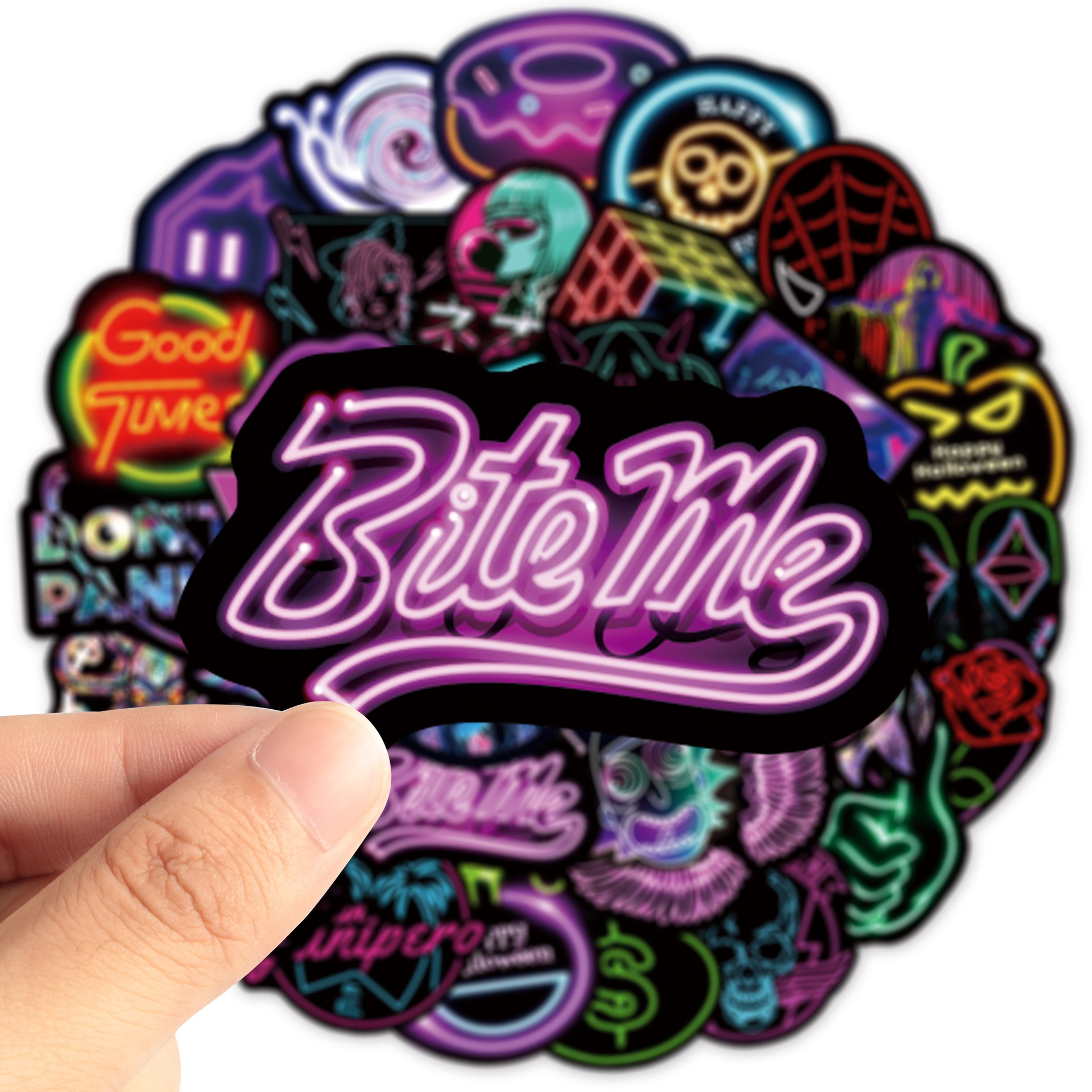 50 hình dán Sticker Neon không thấm nước dán laptop, nón bảo hiểm, xe, điện thoại, vali.. hình rời không lặp lại