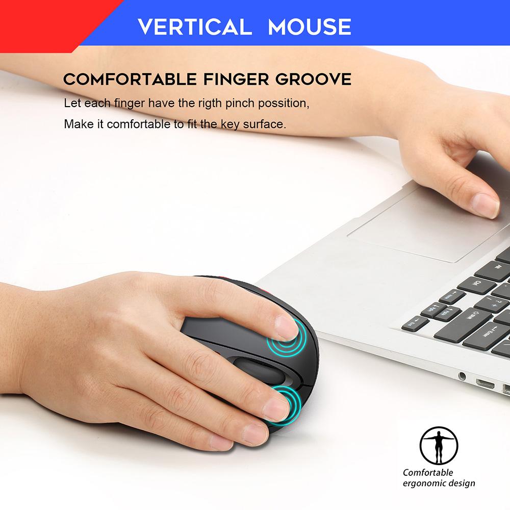 HXSJ 7D Wireless Mouse 2.4GHz Gaming Mouse Ergonomic Design Vertical Mouse 2400DPI USB Mice For Laptop PC