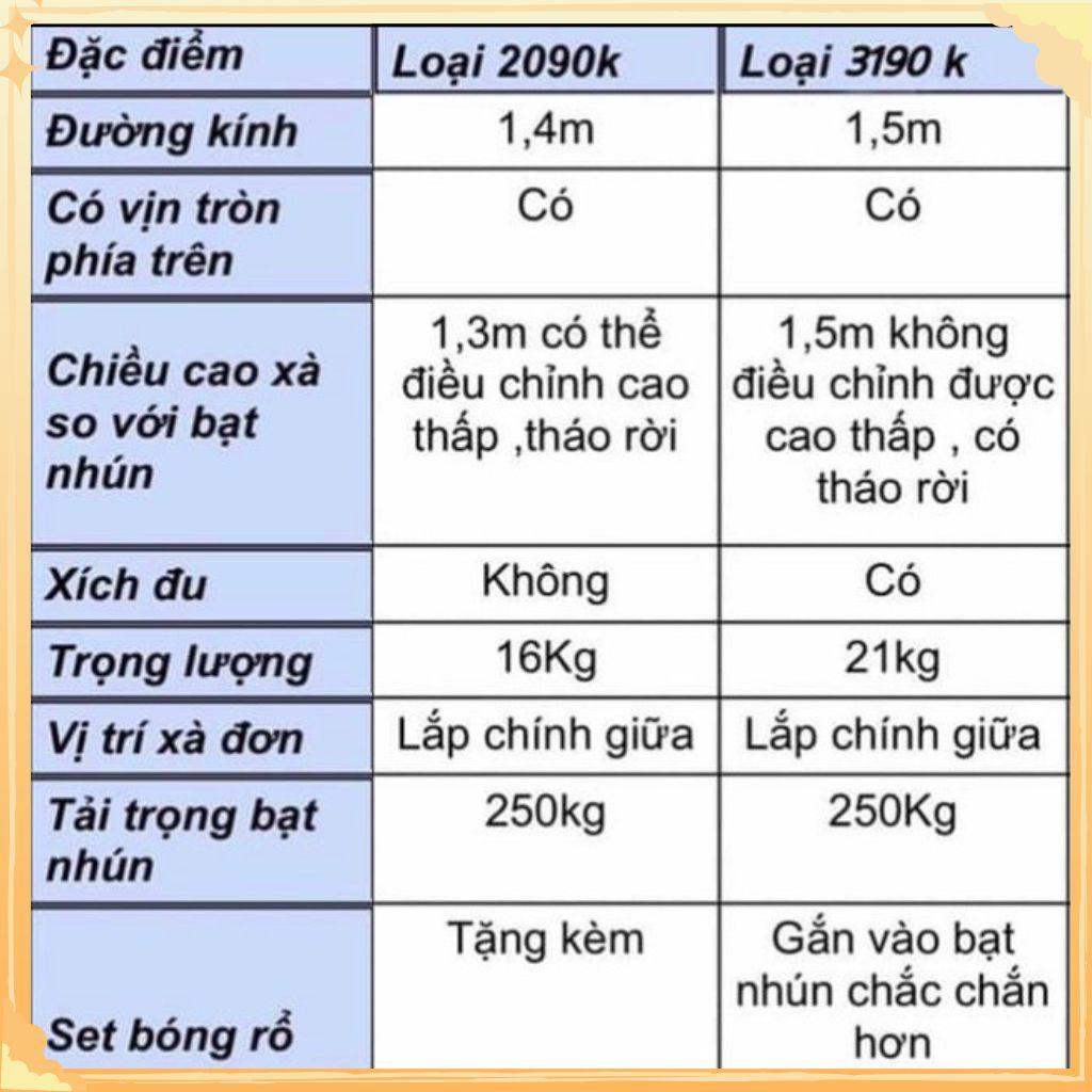 Sàn nhún, quây bóng, nhà bóng cho bé có xích đu, tay vịn kèm xà đơn bóng rổ vận động đường kính 1,5m