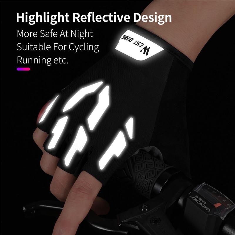 WEST BIKING Găng Tay Thể Thao Mùa Hè Phản Quang Ngón Găng Tay Xe Đạp Chống Sốc Nam Nữ Tập Gym Thể Hình MTB Road Găng Tay Xe Đạp Color: Full Finger Size: XXL