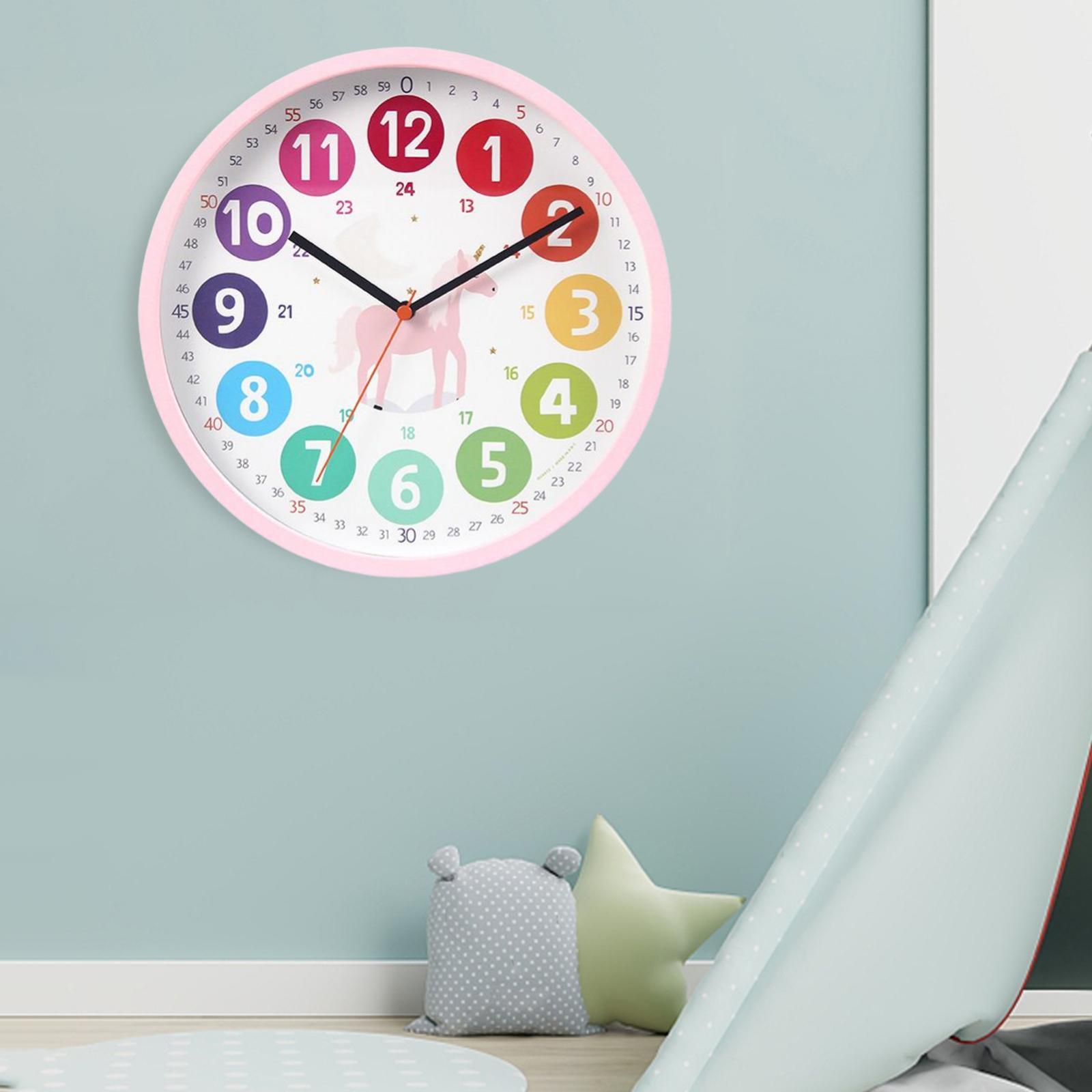 10" Telling Time Teaching Clock Wall Clock for Playroom Kids Children