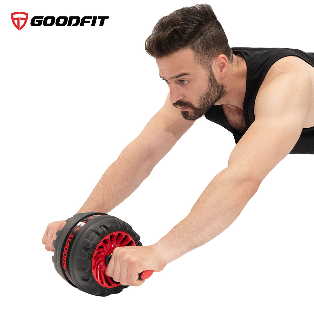 Con lăn tập bụng, con lăn tập cơ bụng trợ lực lò xo GoodFit chịu tải 200kg, hỗ trợ tập gym, tập thể dục tại nhà Goodfit GF600AB