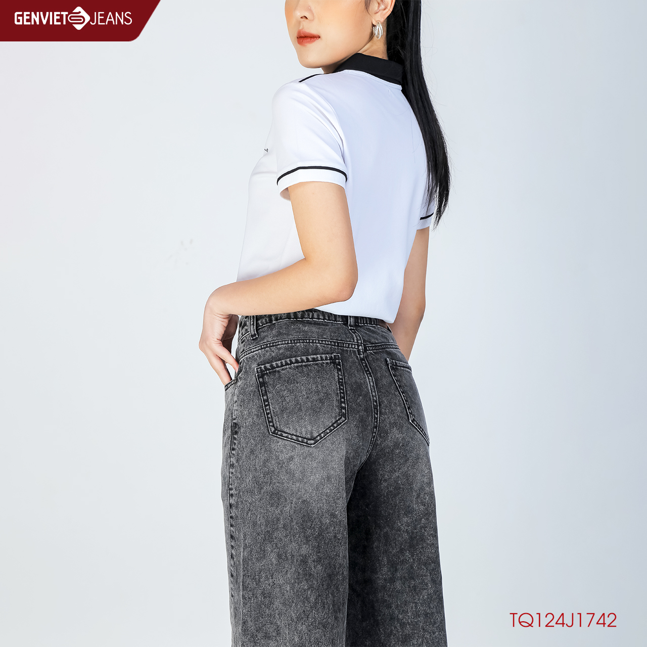 Quần Dài Lửng Jeans Nữ Ống Suông TQ124J1742 GENVIET