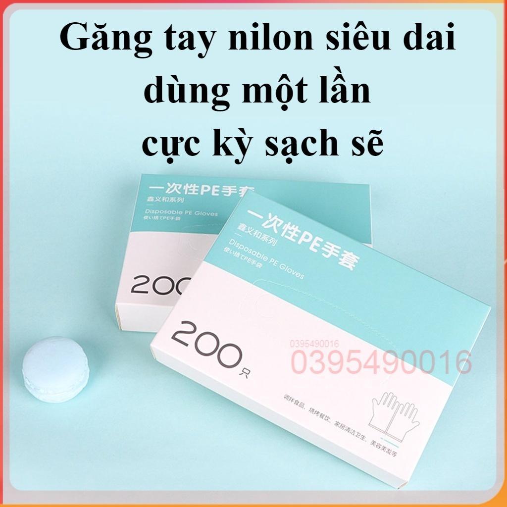 Hộp 200 Găng Tay Nilon Loại Tốt Dùng 1 Lần Nhựa PE Siêu Dai An Toàn Bảo Vệ Da Tay