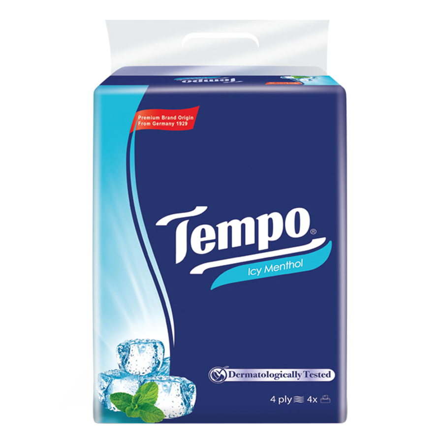 Lốc 4 Gói Khăn Giấy Tempo Softpack Icy Menthol 4 Lớp (90 Tờ/ 1 Gói)