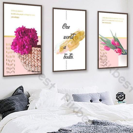 Tranh dán tường 3 tranh dán tường Hoa Tulip MS745642