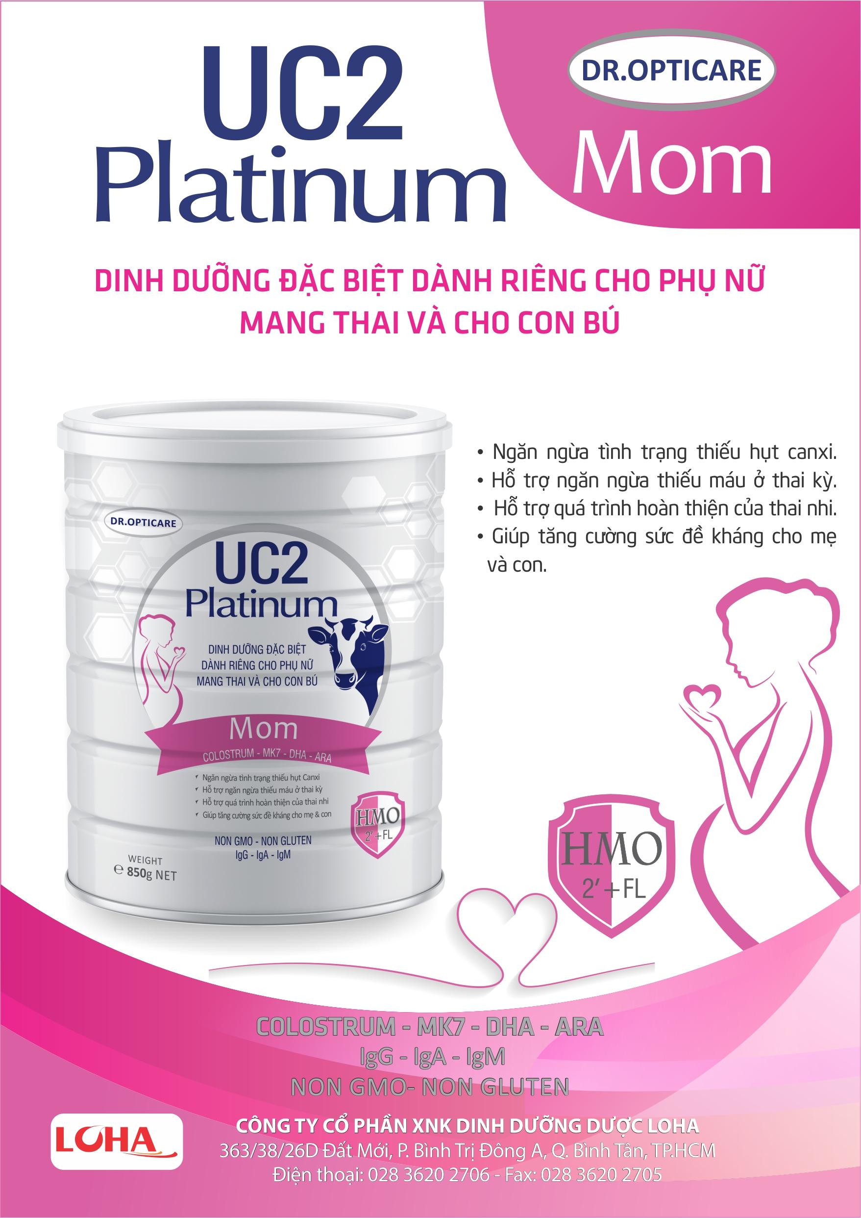 Sữa bột UC2 Platinum Mom lon 800g