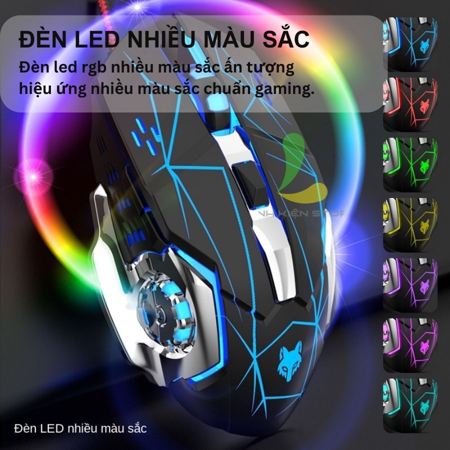 Chuột máy tính XUNFOX H3 - Chuột gaming giá rẻ có dây cắm USB tích hợp hiệu ứng ánh sáng nhiều màu sắc - Hàng nhập khẩu