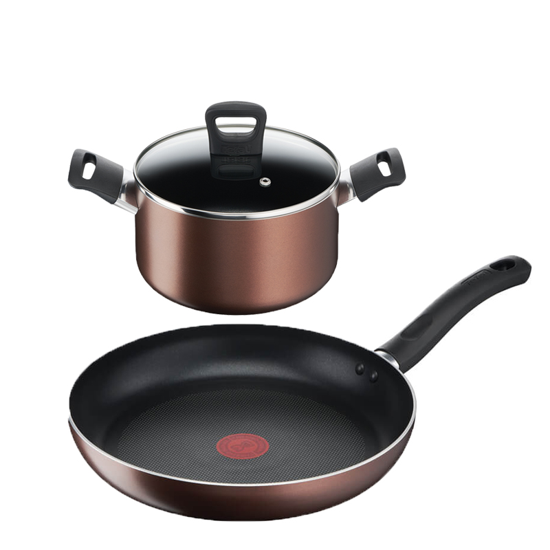 Bộ 2 nồi chảo chống dính đáy từ Tefal Day by Day dùng cho mọi loại bếp (nồi 20cm, chảo 28cm) - Hàng chính hãng