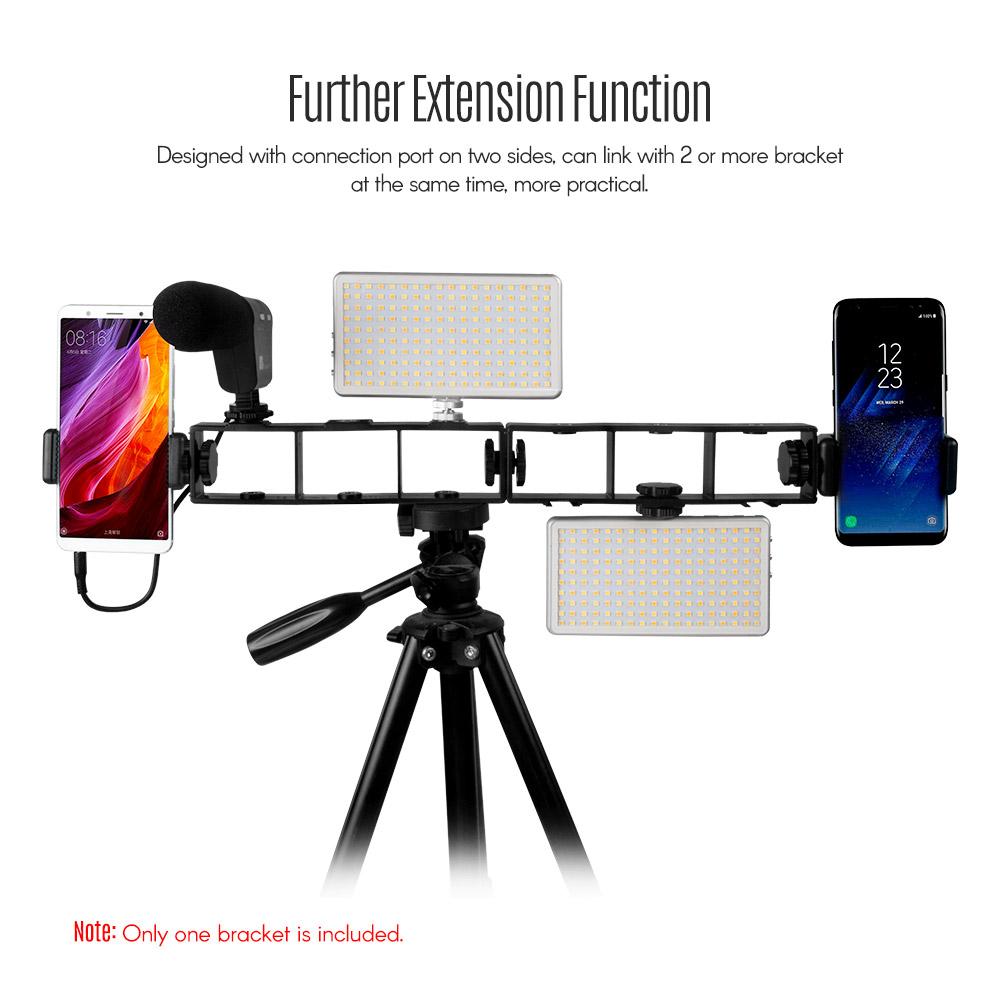 Multi-functional Extension Photography Bracket Cage Holder Rig with Dual Hot Shoe Mount 1/4 Inch Screw Mount Flash