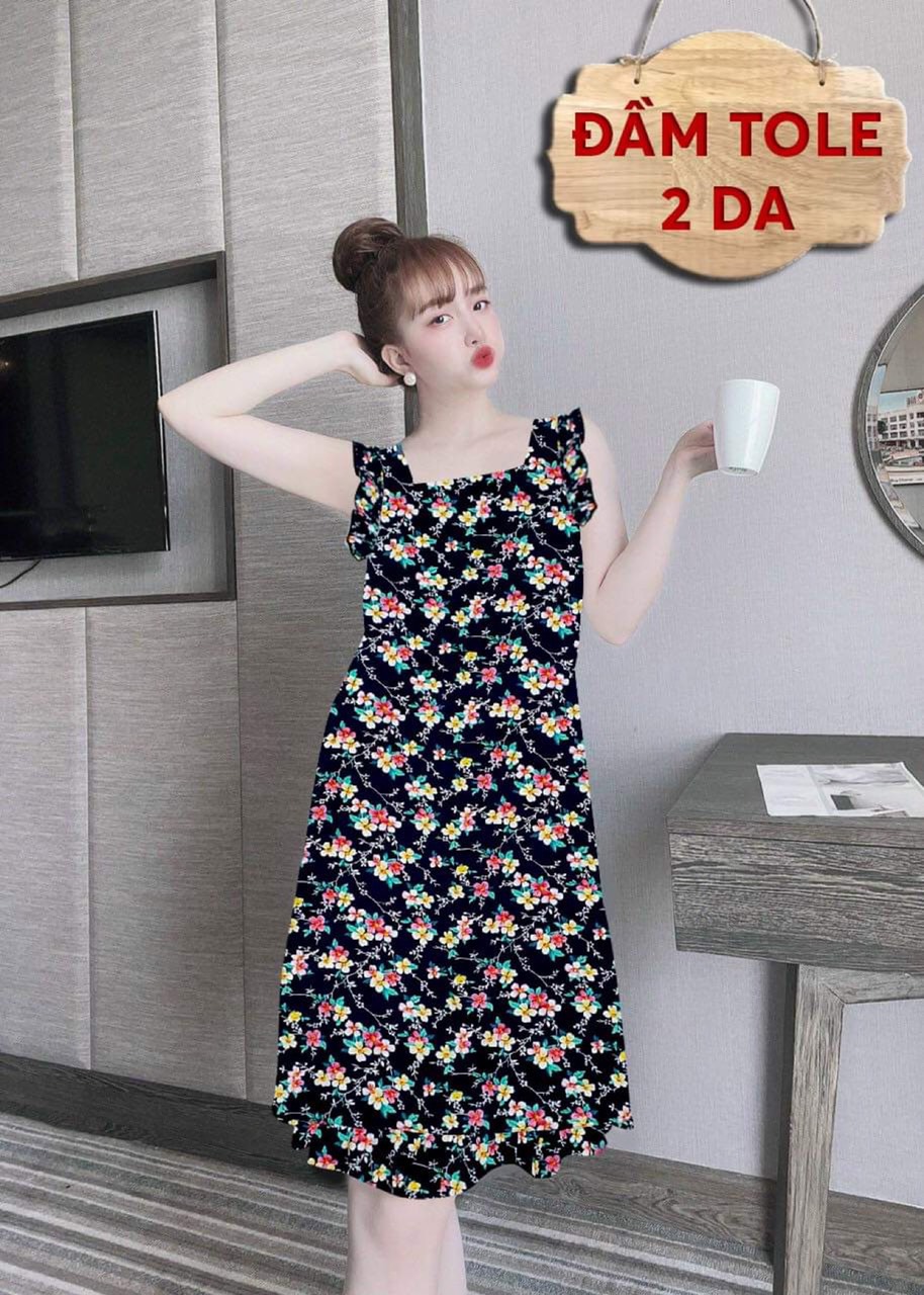 [40-70kg] Đầm Nữ Mặc Nhà Shop Khánh An, Đầm Tole (lanh) 2 Da Bigsize Kèm Quần Đùi Mặc Trong, Màu Số 15