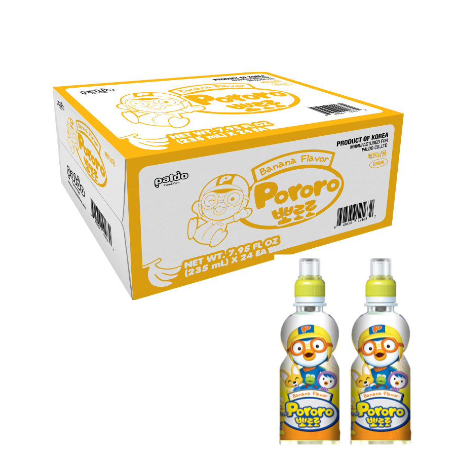 Thùng 24 Chai Nước Uống Pororo hương vị Chuối 235ml