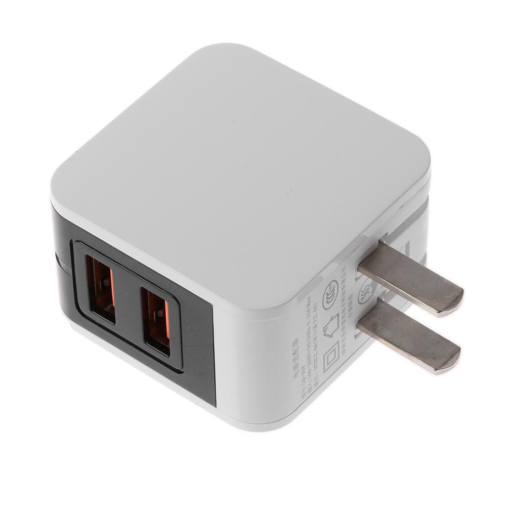 LED Dual USB Wall Charger 5V2A - Wall Charger Station Power Adapter with Foldable Travel Home Plug for iPhone x/8/7/Plus, Samsung Galaxy S8/7/6, Note 5