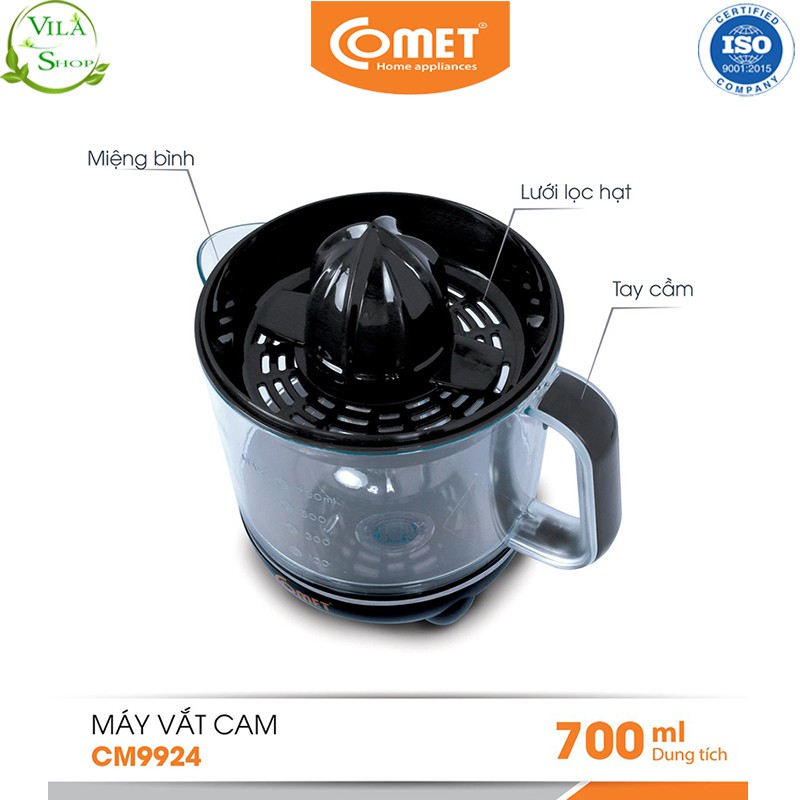Máy Vắt Cam Comet CM9924 - Đen - Hàng Chính Hãng
