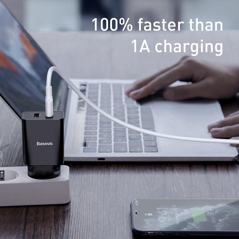 Cốc sạc nhanh Baseus Speed Mini 18W ( Dual USB, QC3.0/ PPS Quick Charger Support) -Hàng Chính Hãng