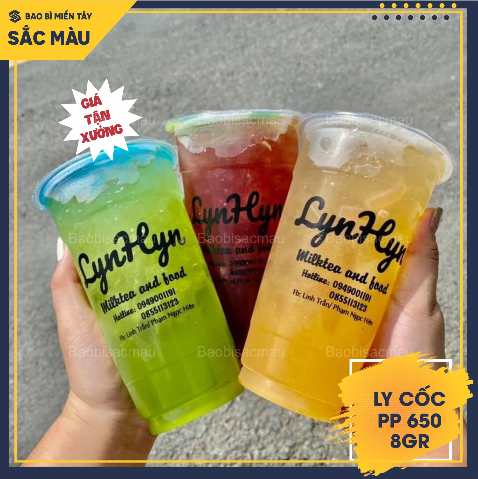 Sỉ 50 cốc nhựa/ ly nhựa PP 650 kèm nắp