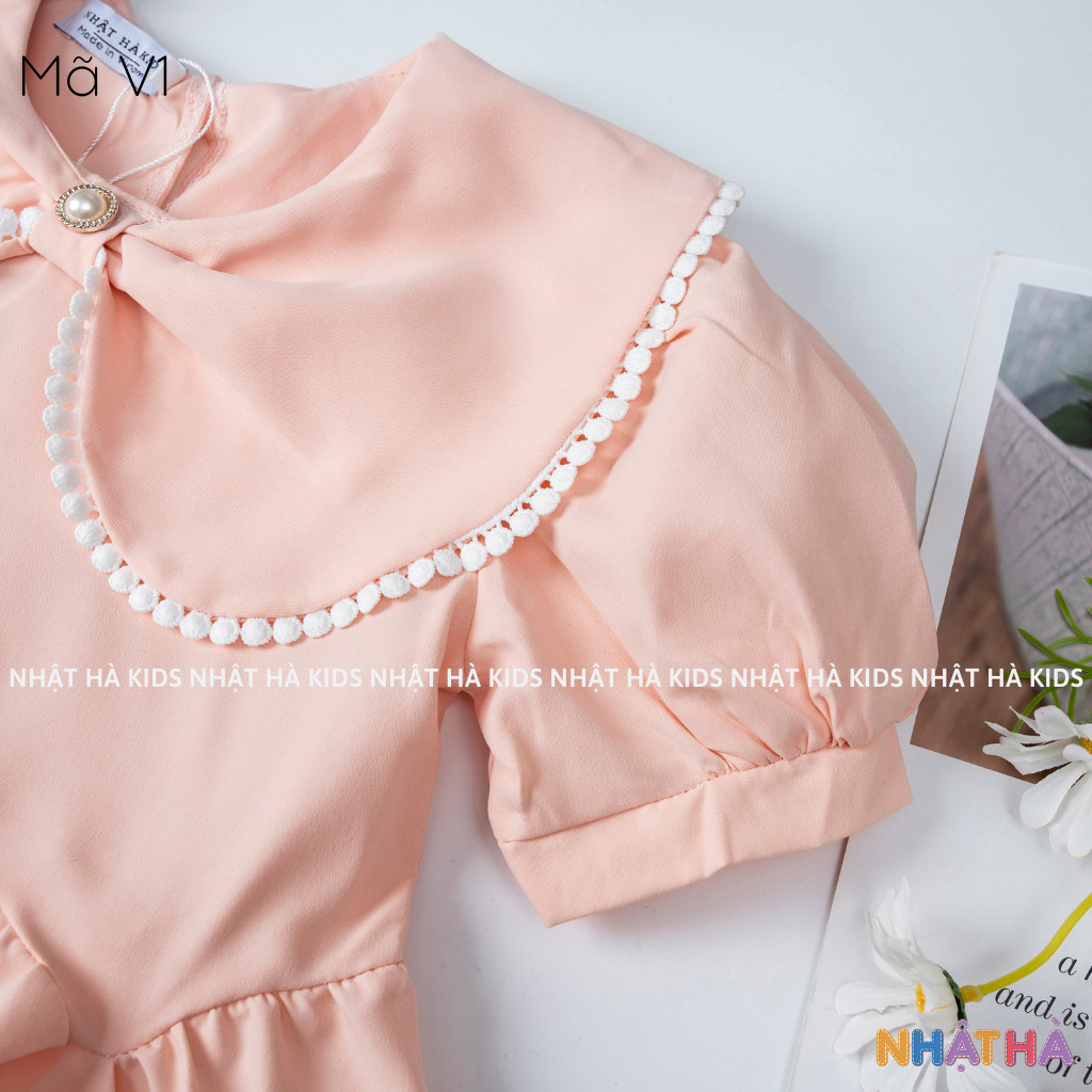 Váy bé gái công chúa V1 chất thô lụa siêu mát dáng xòe size đại 11-45kg