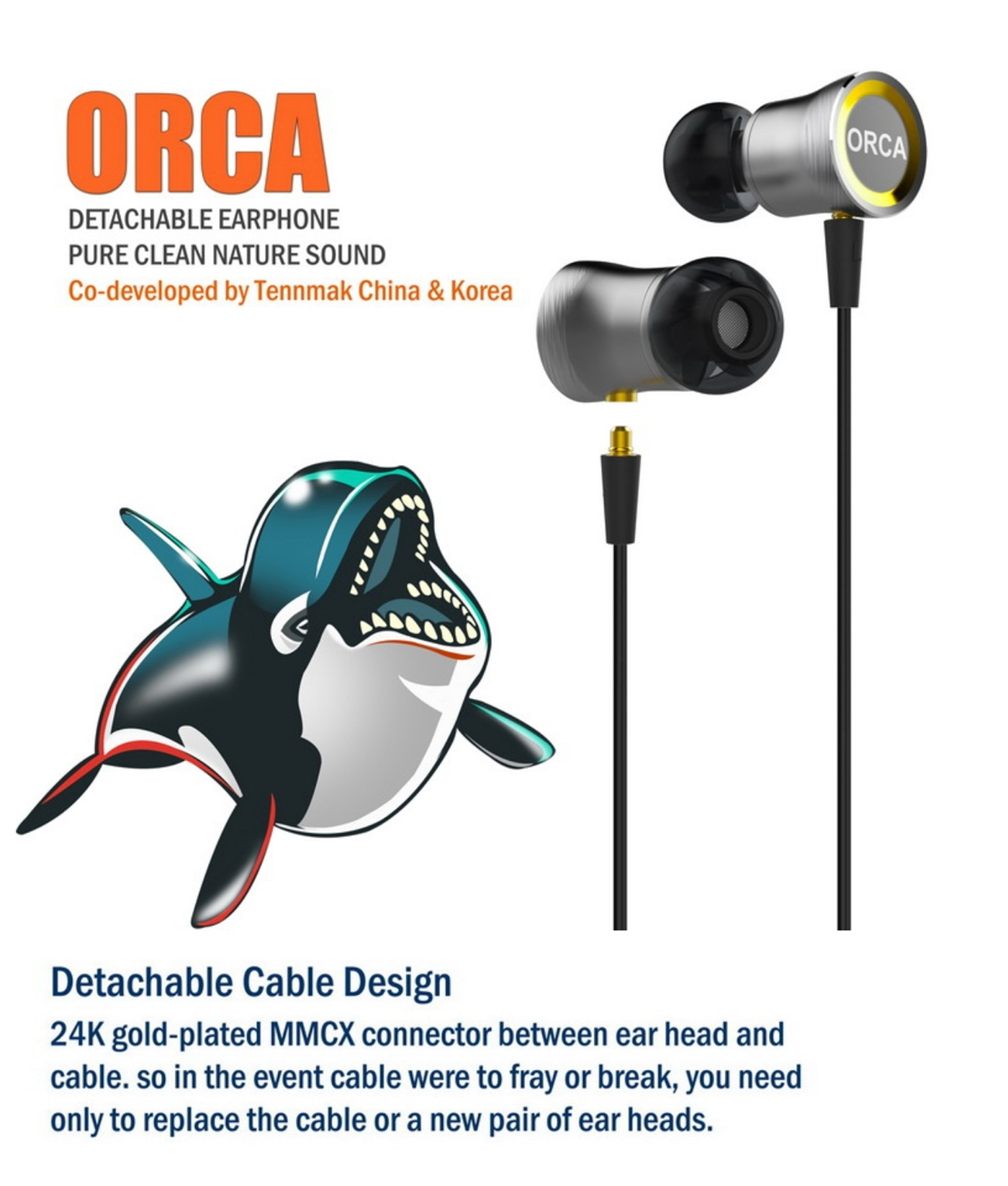 Tai nghe TENNMAK ORCA âm thanh Natural Sound, Chân cắm MMCX, có Micro