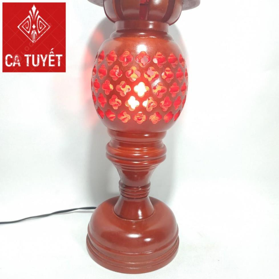 BỘ ĐÈN THỜ PHONG THỦY GỖ HƯƠNG ĐỎ CHUẨN 100%-ĐÃ KÈ BÓNG THỜ ( LOẠI CAO 41CM) ẢNH THẬT