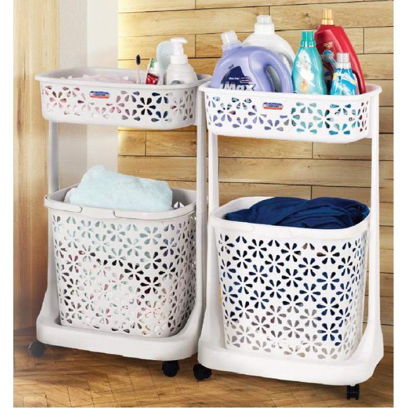 Kệ bông nhựa DUY TÂN 2 tầng có bánh xe - 14303