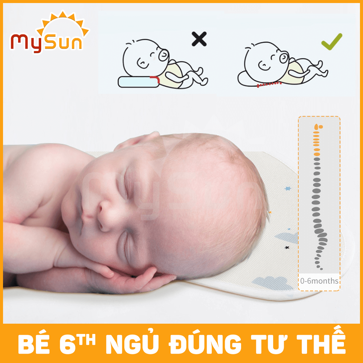 Khăn lót đầu cho bé sơ sinh gối ngủ thấm hút mồ hôi trẻ em MySun