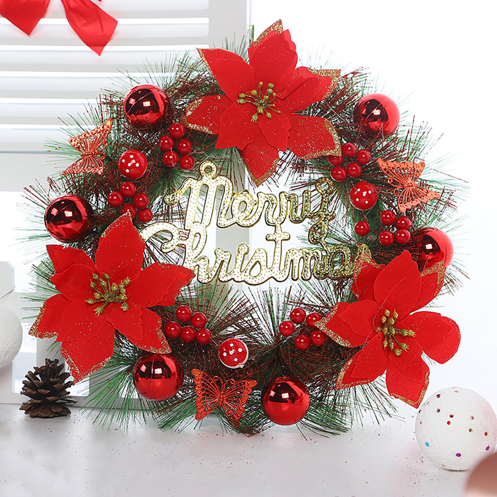Round Garland H-anging Ornament Wreath Decoration Christmas Decor Xmas Tree Ornaments Festival Holiday Home Daily Use