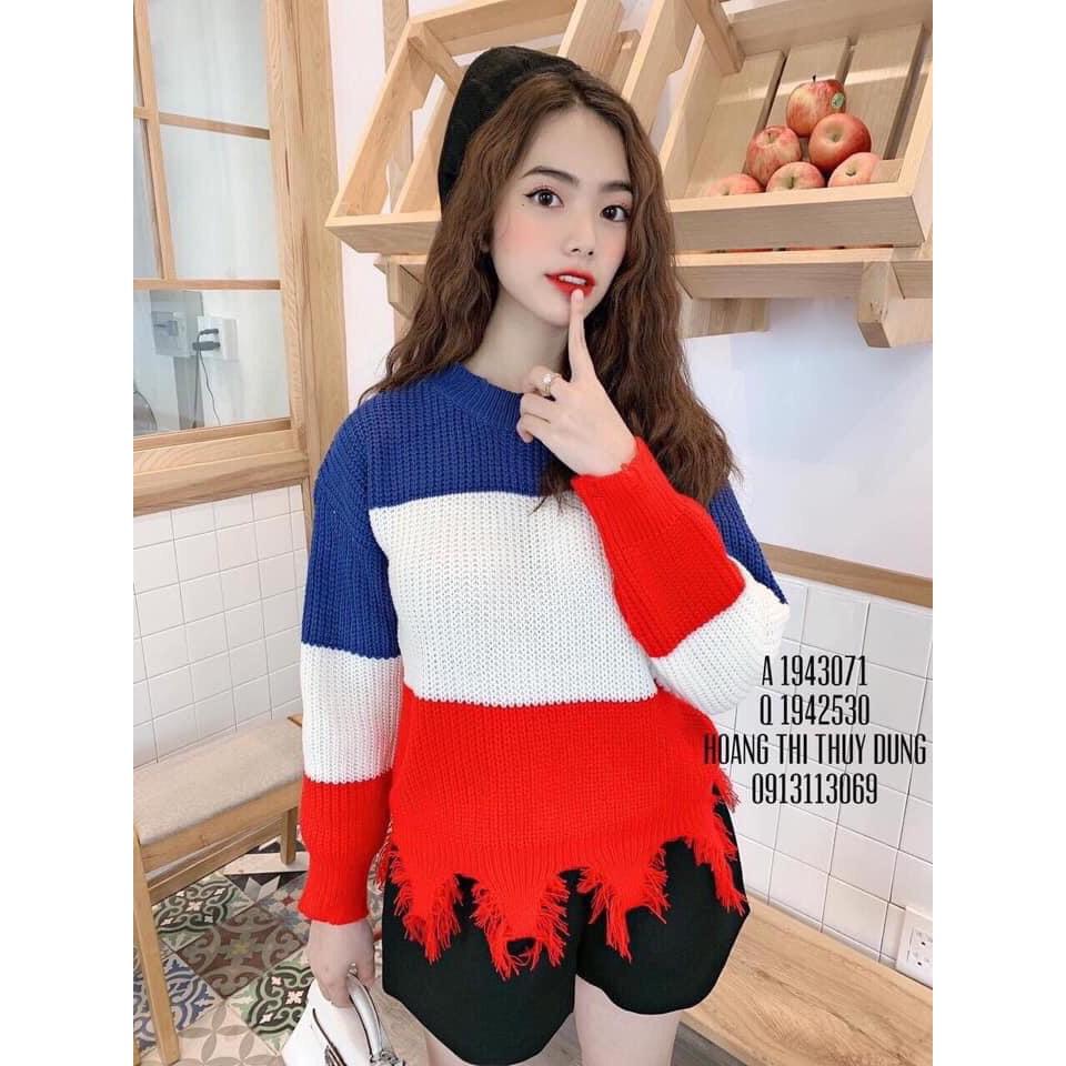 ÁO LEN RÁCH LAI PHỐI MÀU