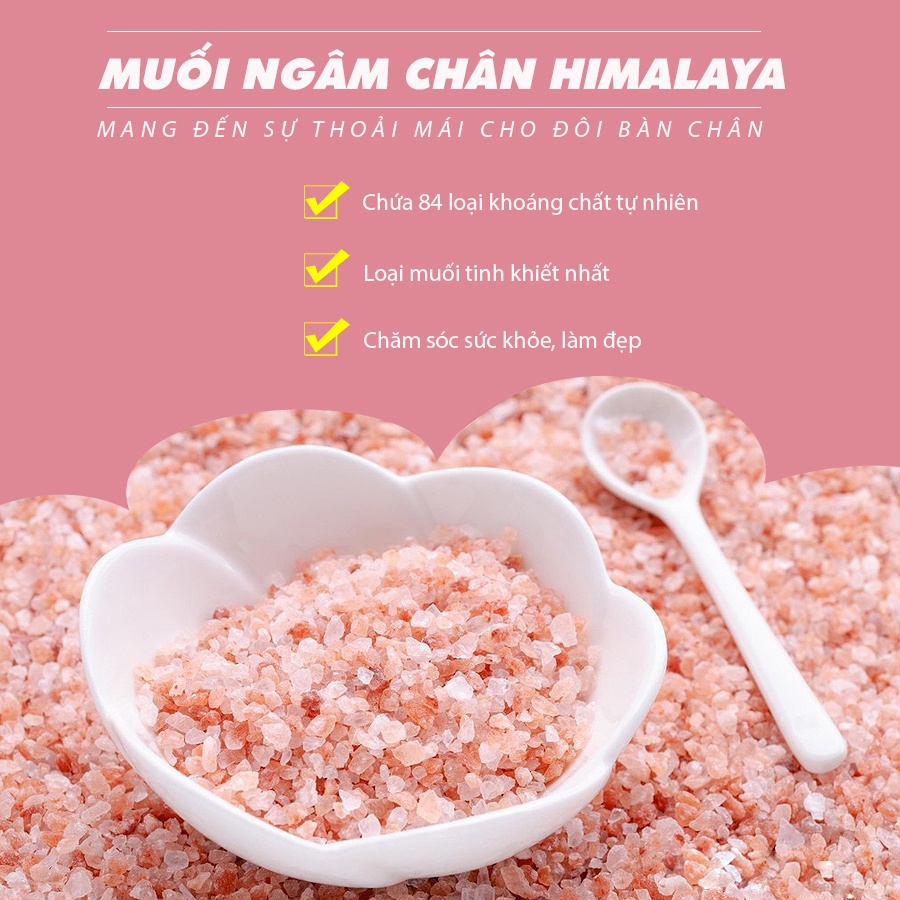 Muối Hồng Ngâm Chân Himalaya Organic 1Kg - Muối Hồng Himalaya Ngâm Chân Thải Độc Dạng Mịn Và Hạt