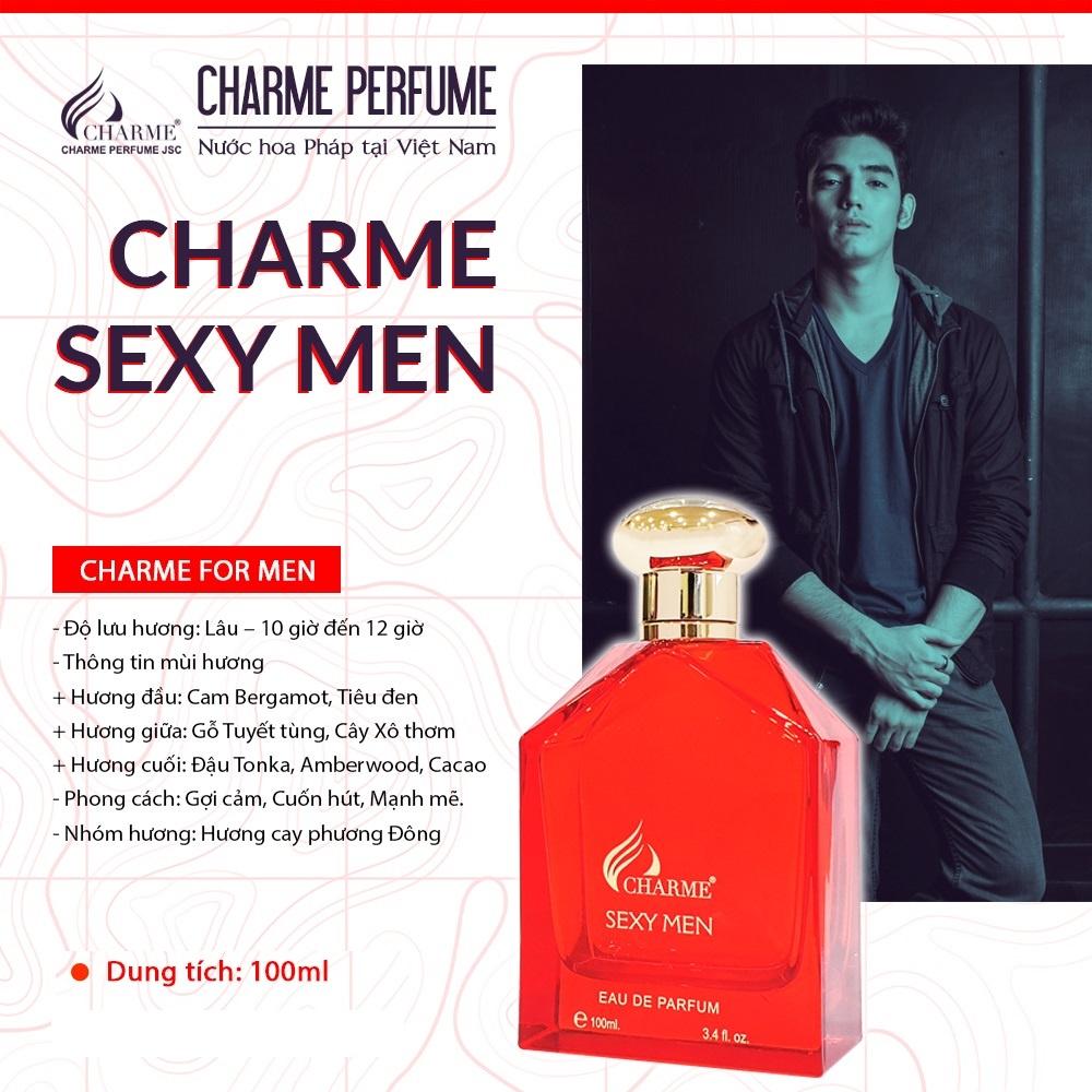 Nước hoa nam quyến rũ, Charme Sexy Men, dòng nước hoa lưu hương lâu, nam tính dành cho quý ông, 100ml