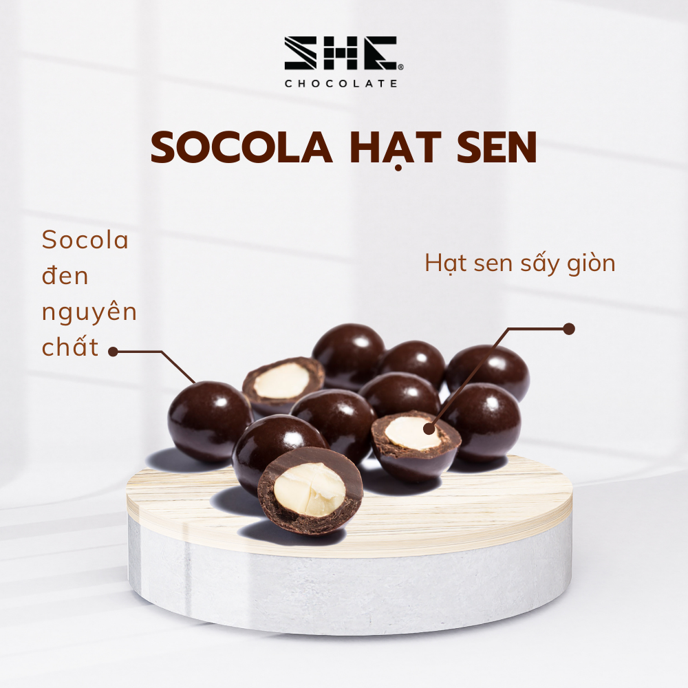 Socola hạt sen hộp 90g SHE Chocolate - Quà tặng du lịch phong cảnh Kinh thành Huế Việt Nam