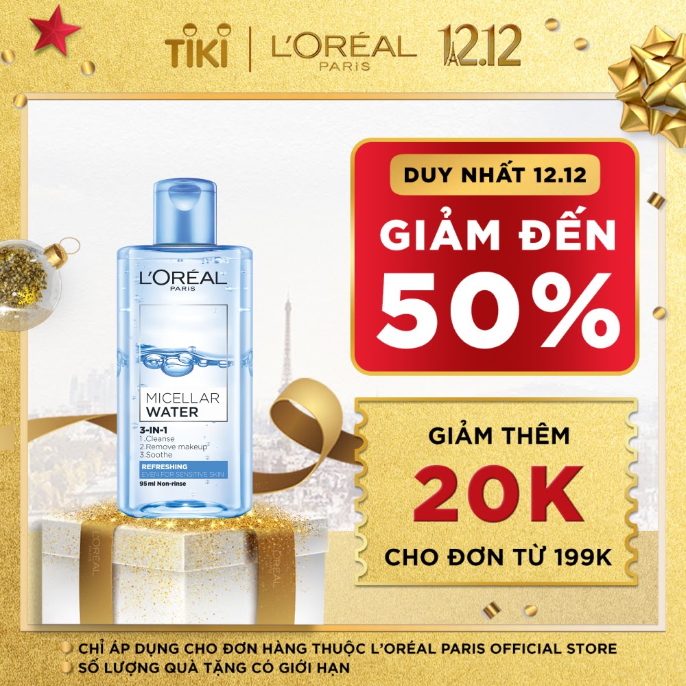 Nước Tẩy Trang Tươi Mát L'Oreal Paris 3-in-1 Micellar Water (95ml)