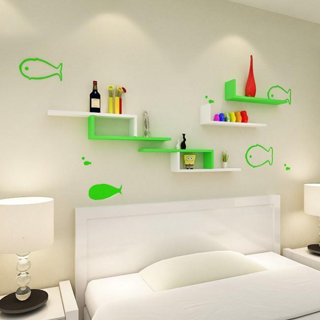 Bộ 2 kệ treo tường COMA chữ L gỗ lõi xanh chống ẩm cao cấp