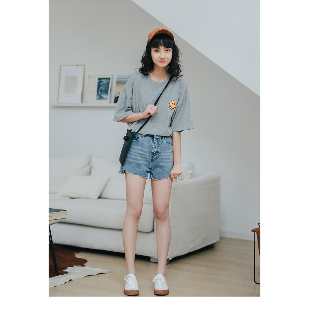 Quần short jeans nữ cá tính ống rộng