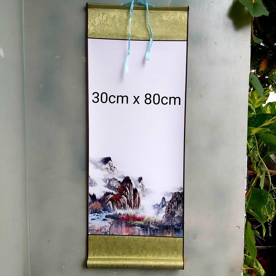 Bộ 4 biểu lụa viết thư pháp in tranh 4 mẫu kích thước 30cm x 80cm