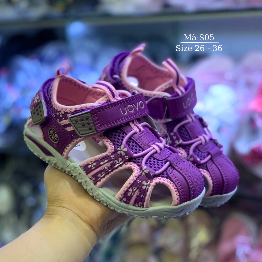 Giày Sandal Chỉnh Hình Y Khoa Hỗ Trợ Bàn Chân Bẹt UOVO cho bé gái 3 - 12 tuổi có thể sử dụng để lót thêm đế định hình S05 TÍM đi học đi biển mùa hè