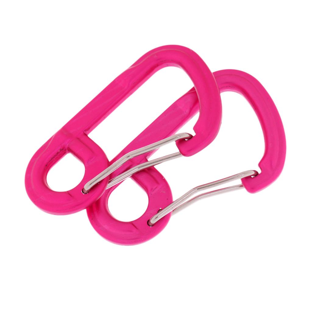 2 Pieces D-shaped Carabiner Buckle Snap Clip Hook Keyring