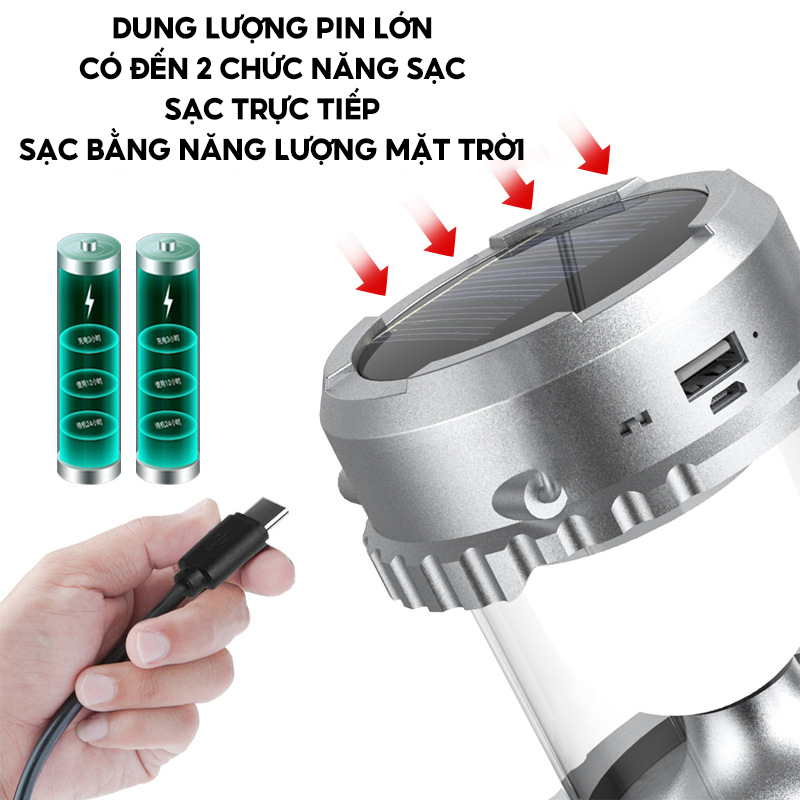 Quạt Gió Treo Đa Năng Dã Ngoại Tích Hợp Đèn Treo Có Chức Năng Loa Bluetooth 2 Trong 1 Sạc Pin Usb Và Dùng Pin Tiểu Aaa