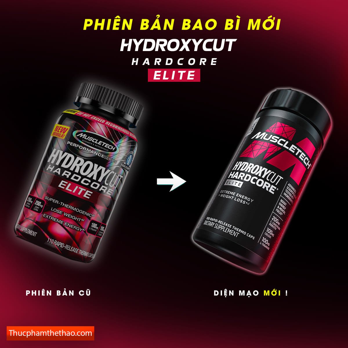 Thực phẩm bổ sung Đốt Mỡ Giảm Cân - Hydroxycut Hardcore Elite 100 -120 viên - Hàng Chính Hãng Muscletech - USA - Dành cho người muốn giảm mỡ thừa, đốt cháy mỡ trong quá trình tập luyện