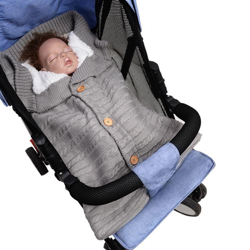 Túi Ngủ Cho Bé Bao Da Mùa Đông Trẻ Em Sleepsack Footmuff Cho Xe Đẩy Dệt Kim Ngủ Tất Sơ Sinh Đầm Len Dệt Kim Slaapzak