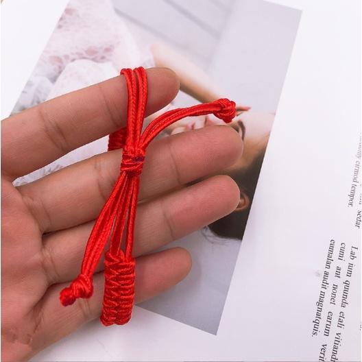 Vòng tay sợi chỉ đeo tay dây màu đỏ may mắn dây lụa xoắn, trang sức xinh xắn