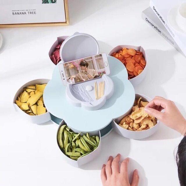 Khay đựng Mứt, Bánh Kẹo hình cánh hoa 2 tầng hiện đại
