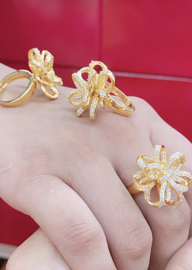 Nhanax nữ mạ vàng 18k mã 3132