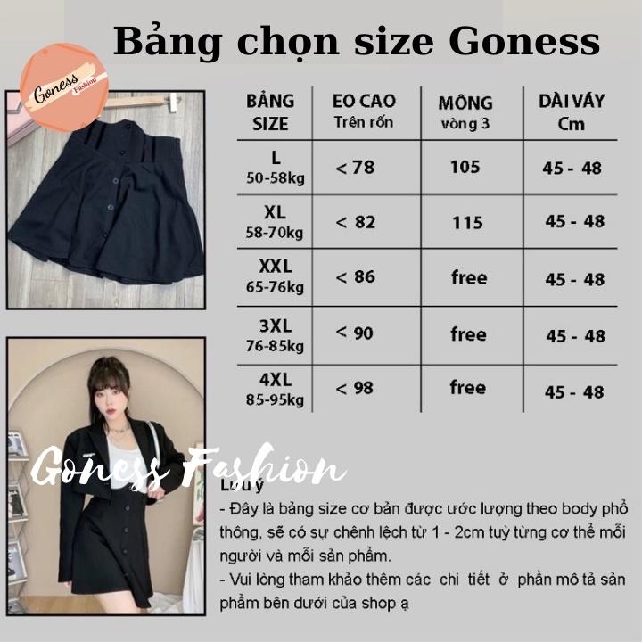 Chân váy xòe bigsize Goness cạp cao phối nhung vải vintex đẹp thiết kế cúc dọc thời trang Hàn Quốc