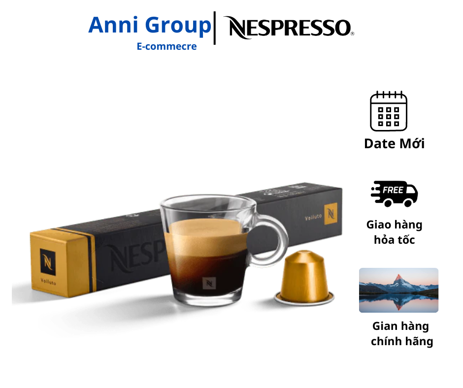 Hộp 10 Viên Nén Cà Phê Nespresso Chính Hãng - Nespresso Capsule Volluto - Dành Cho Máy Pha Cà Phê Nespresso, Hương Trái Cây Ngọt Ngào, Quyến Rũ, Phù Hợp Cho Văn Phòng, Gia Đình