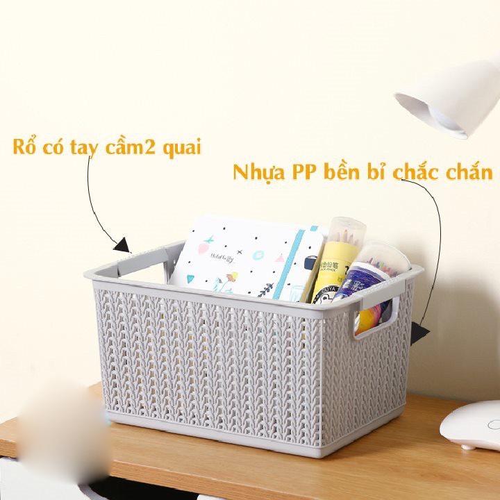 Rổ đan mây đựng đồ đa năng 3 size nhựa Việt Nhật, Giỏ đan đựng quần áo, dụng cụ nhà bếp thiết kế hiện đại (3415) TNX