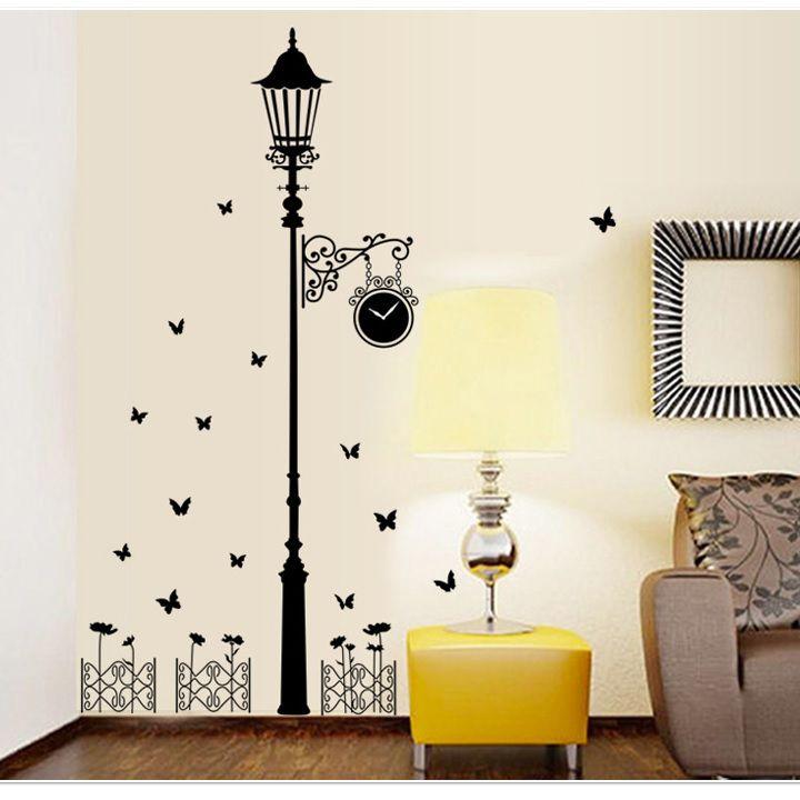 DECAL DÁN TƯỜNG CÂY ĐÈN ĐEN VÀ CÔ GÁI XE ĐẠP - HP920